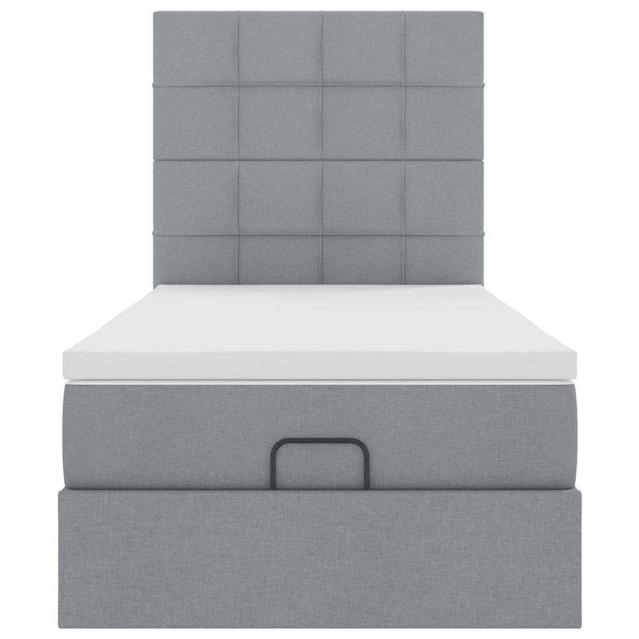 Ottoman bed met matras en LED's 80x200cm stof lichtgrijs