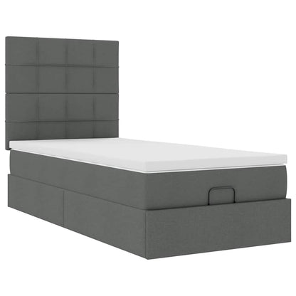 Ottoman bed met matras en LED's 80x200cm stof donkergrijs