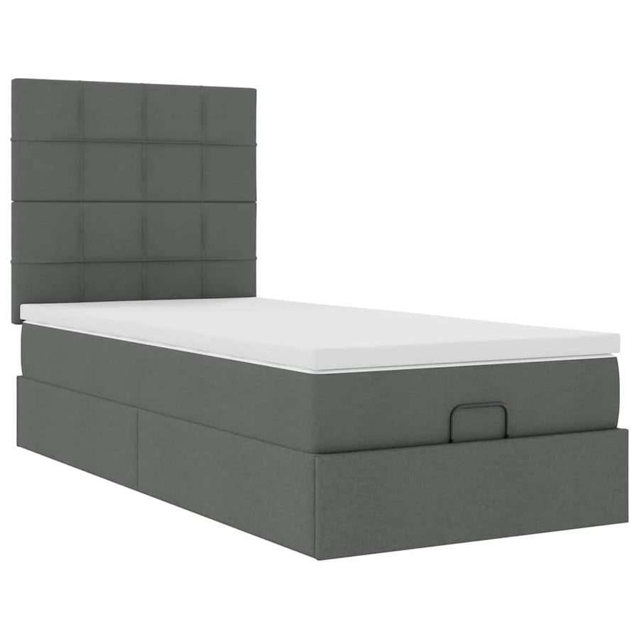Ottoman bed met matras en LED's 80x200cm stof donkergrijs