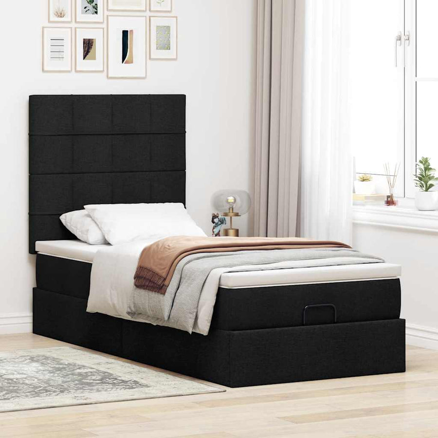 Ottoman bed met matras en LED's 80x200cm stof zwart