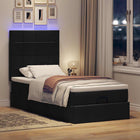 Ottoman bed with mattress and LEDs 80x200 cm black fabric