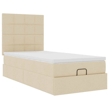 Ottoman bed met matras en LED's 80x200cm stof crèmekleurig