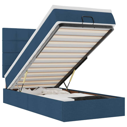 Ottoman bed met matras en LED's 80x200cm stof blauw