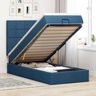 Ottoman bed with mattress and LEDs 80x200cm fabric blue
