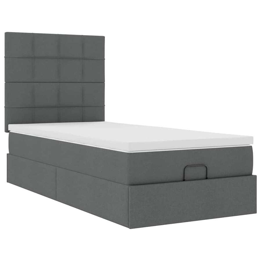 Ottoman bed met matras en LED's 90x190cm stof donkergrijs