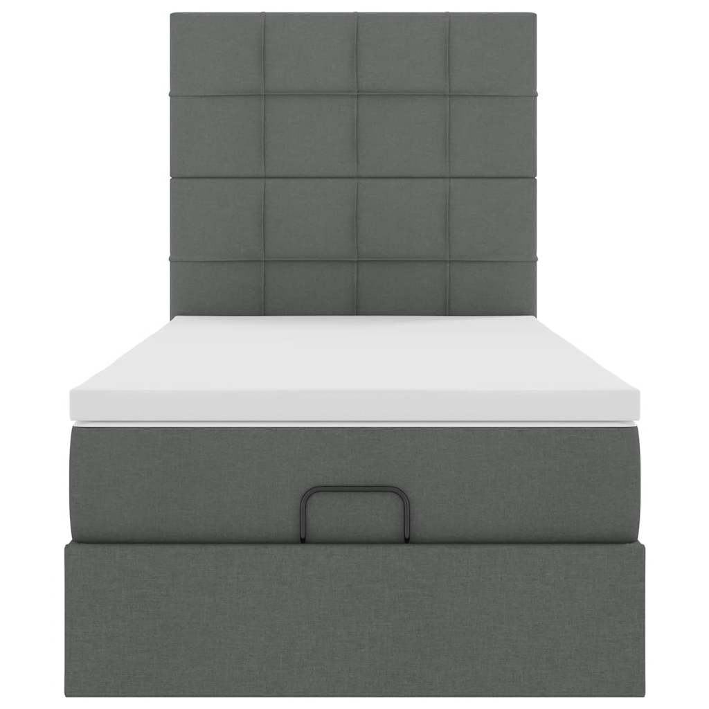 Ottoman bed met matras en LED's 90x190cm stof donkergrijs