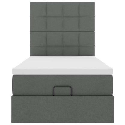 Ottoman bed met matras en LED's 90x190cm stof donkergrijs