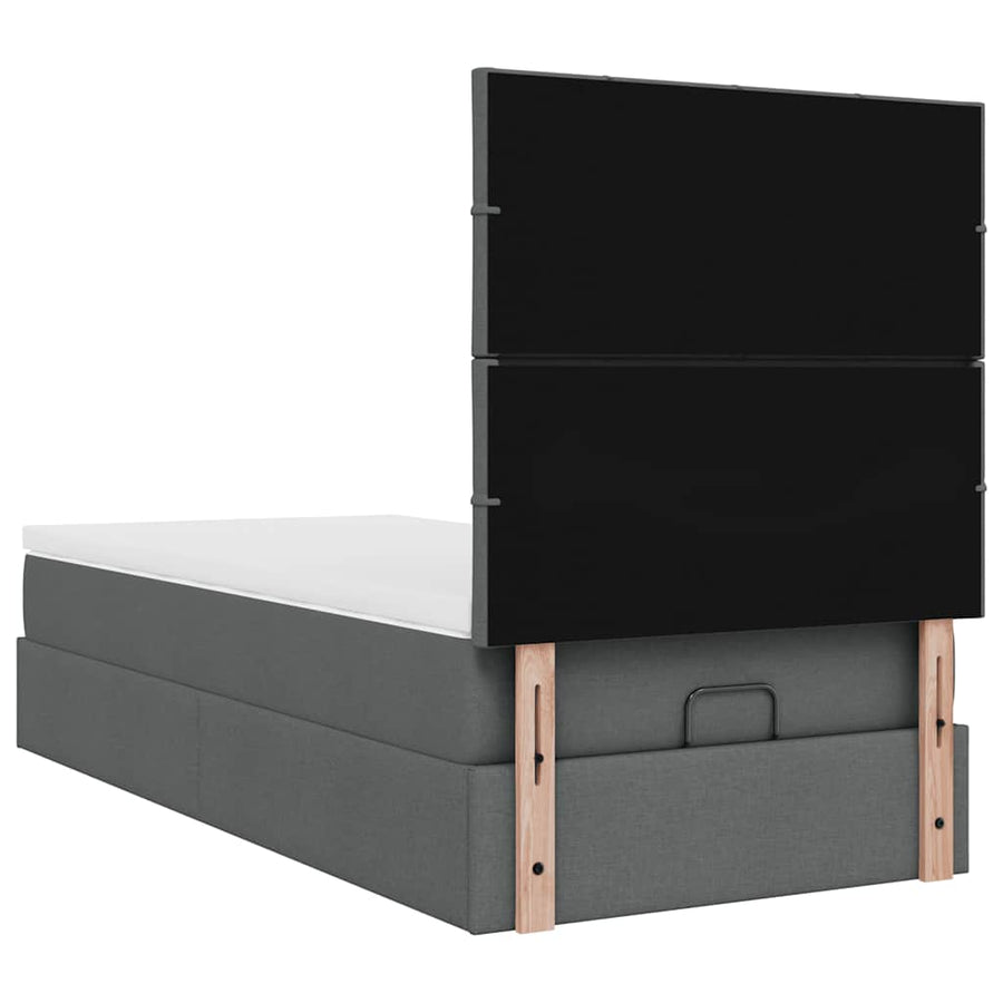 Ottoman bed met matras en LED's 90x190cm stof donkergrijs