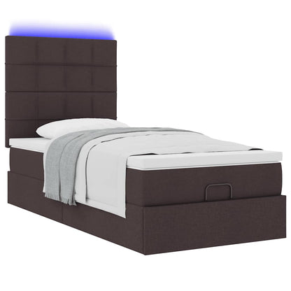 Ottoman bed met matras en LED's 90x190cm stof donkerbruin
