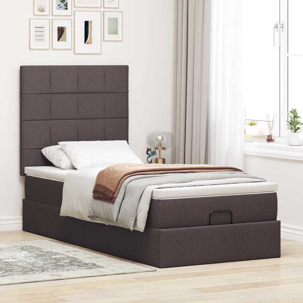 Ottoman bed met matras en LED's 90x190cm stof donkerbruin