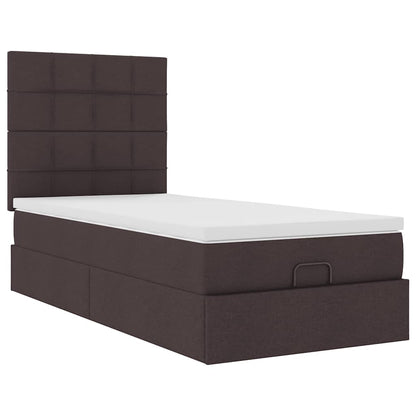 Ottoman bed met matras en LED's 90x190cm stof donkerbruin