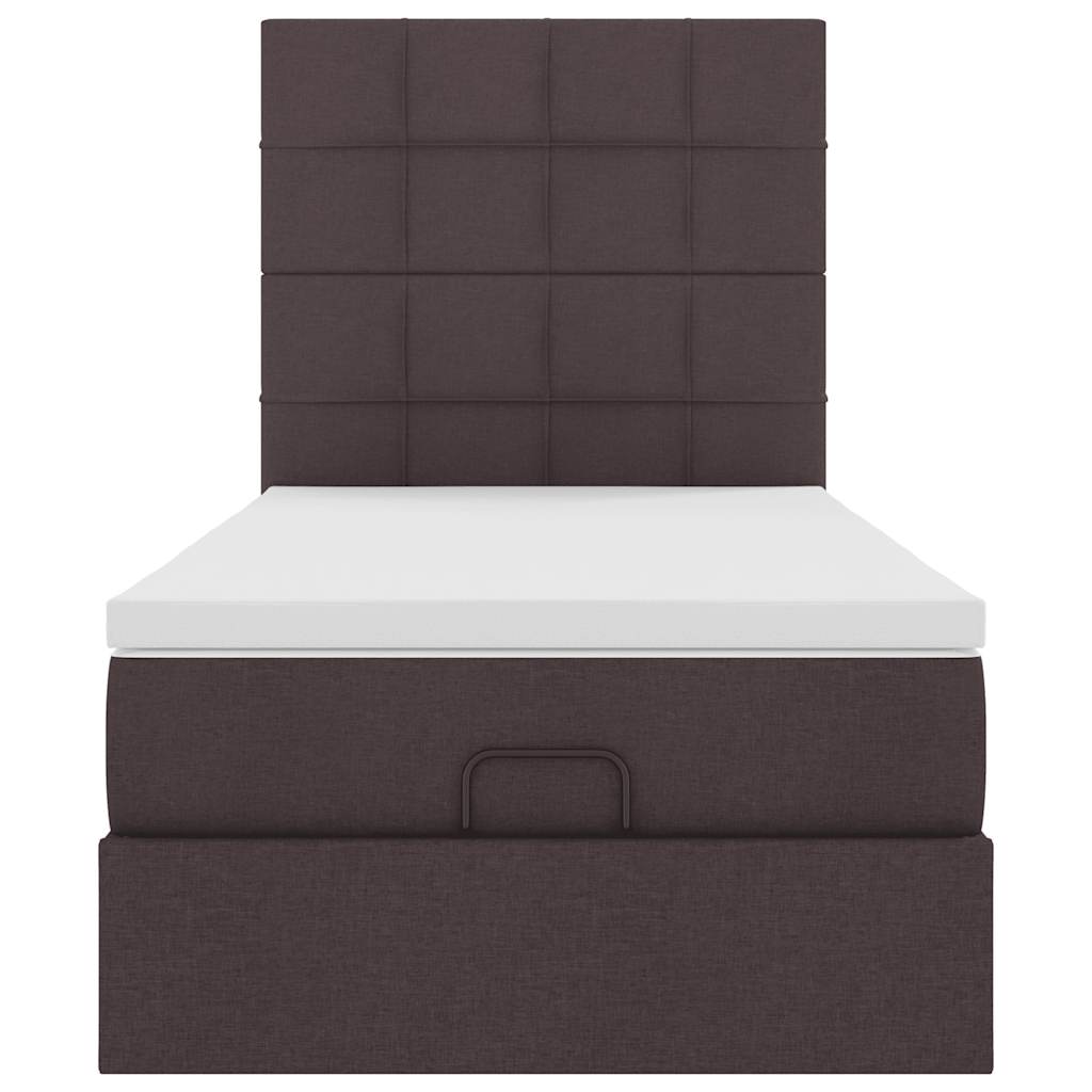 Ottoman bed met matras en LED's 90x190cm stof donkerbruin