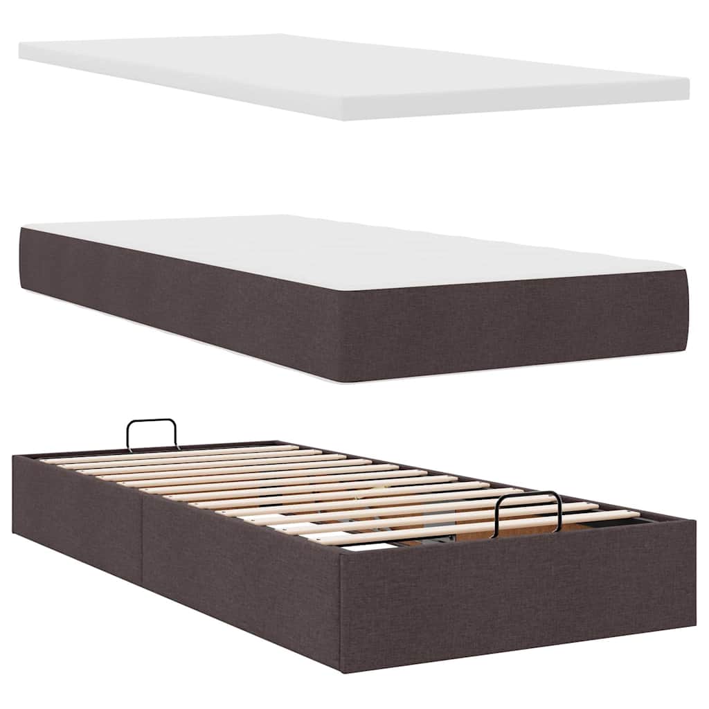 Ottoman bed met matras en LED's 90x190cm stof donkerbruin