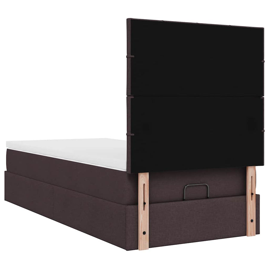 Ottoman bed met matras en LED's 90x190cm stof donkerbruin