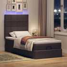 Ottoman bed with mattress and LEDs 90x190cm fabric dark brown