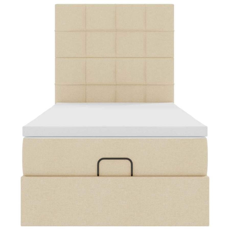 Ottoman bed met matras en LED's 90x190cm stof crèmekleurig