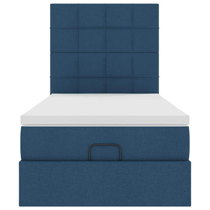 Ottoman bed met matras en LED's 90x190cm stof blauw