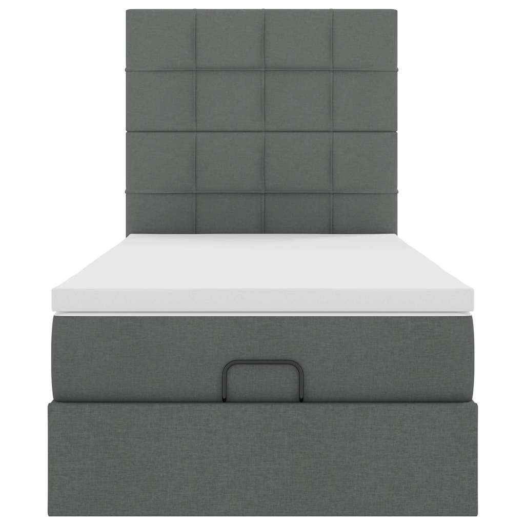 Ottoman bed met matras en LED's 90x200cm stof donkergrijs