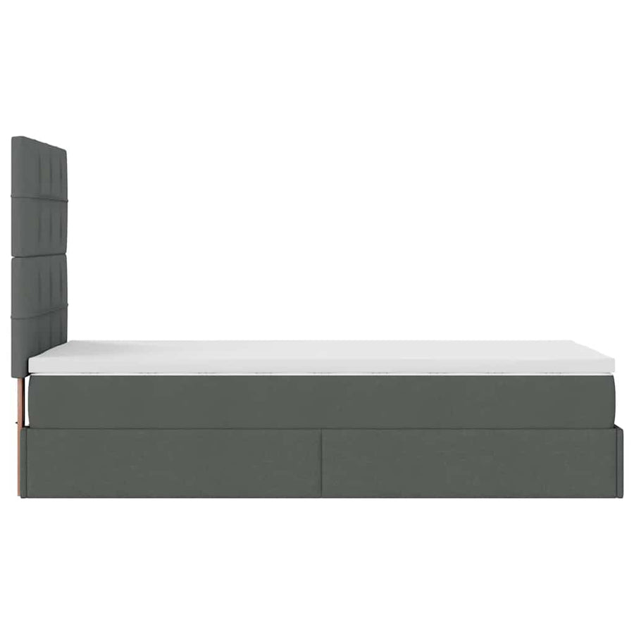 Ottoman bed met matras en LED's 90x200cm stof donkergrijs