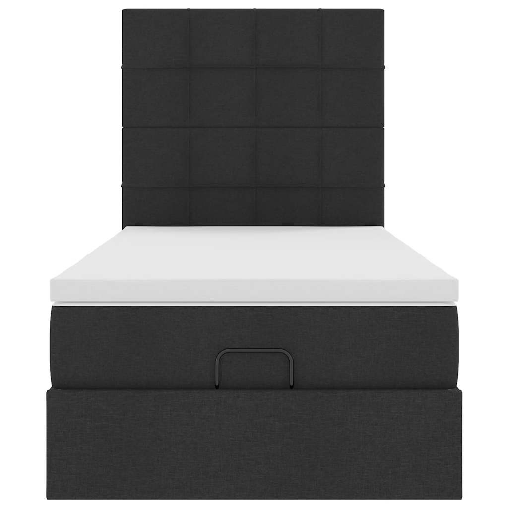 Ottoman bed met matras en LED's 90x200cm stof zwart