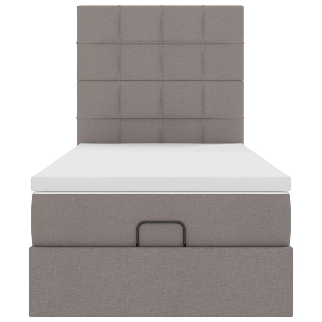 Ottoman bed met matras en LED's 90x200cm stof taupe