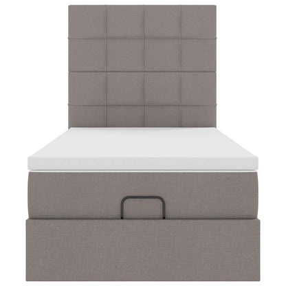 Ottoman bed met matras en LED's 90x200cm stof taupe