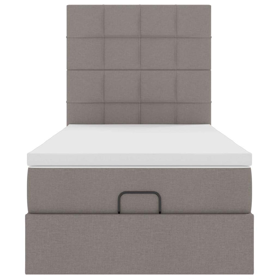 Ottoman bed met matras en LED's 90x200cm stof taupe