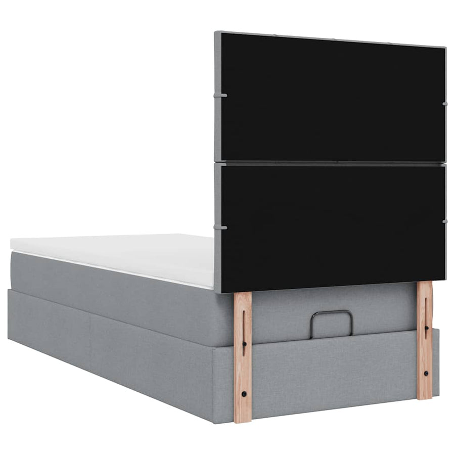 Ottoman bed met matras en LED's 100x200cm stof lichtgrijs