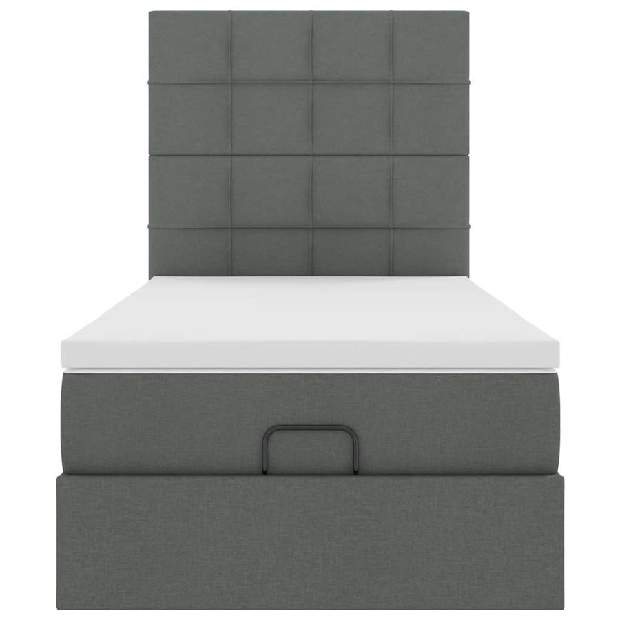 Ottoman bed met matras en LED's 100x200cm stof donkergrijs