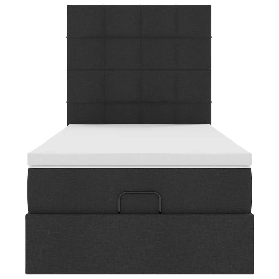 Ottoman bed met matras en LED's 100x200cm stof zwart