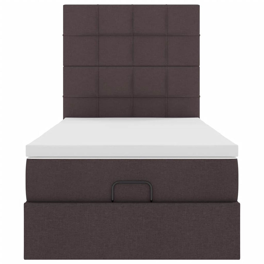 Ottoman bed met matras en LED's 100x200cm stof donkerbruin