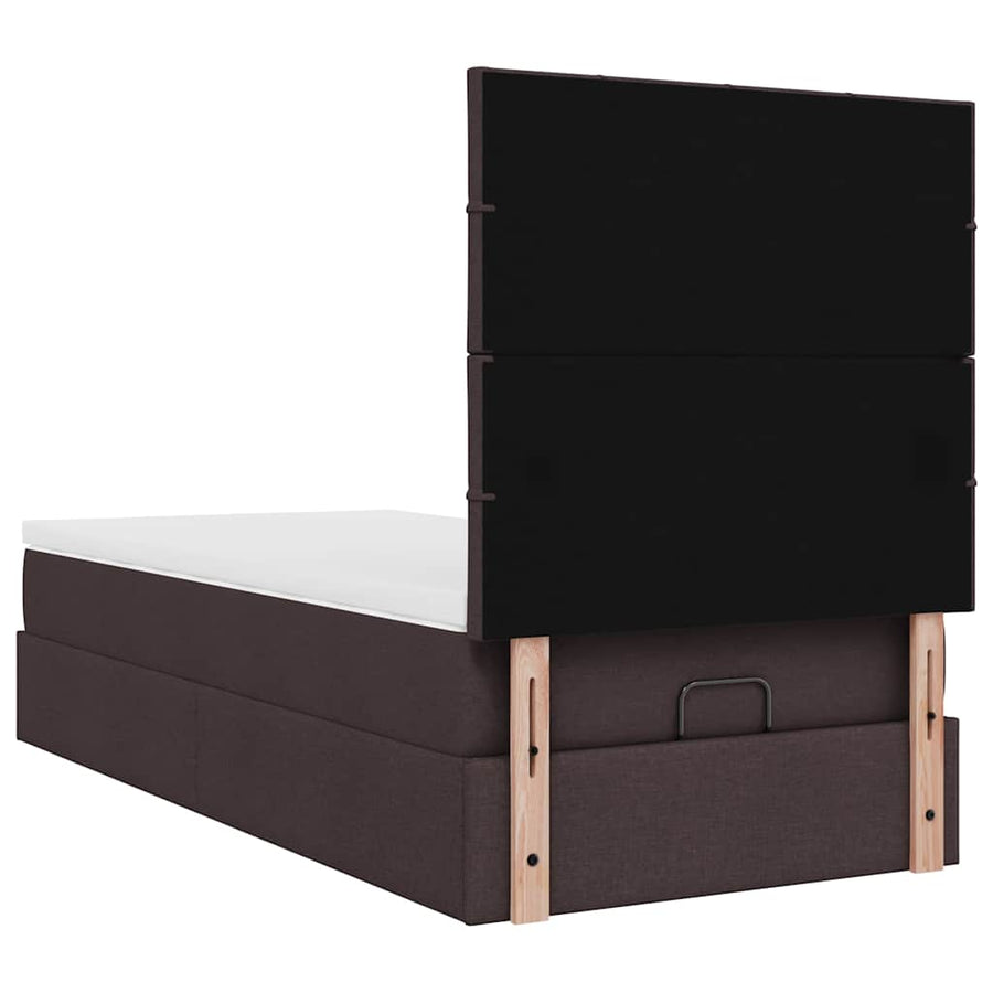 Ottoman bed met matras en LED's 100x200cm stof donkerbruin