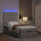 Ottoman bed with mattress and LEDs 100x200cm fabric taupe