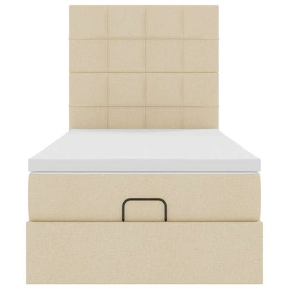 Ottoman bed met matras en LED's 100x200cm stof crèmekleurig