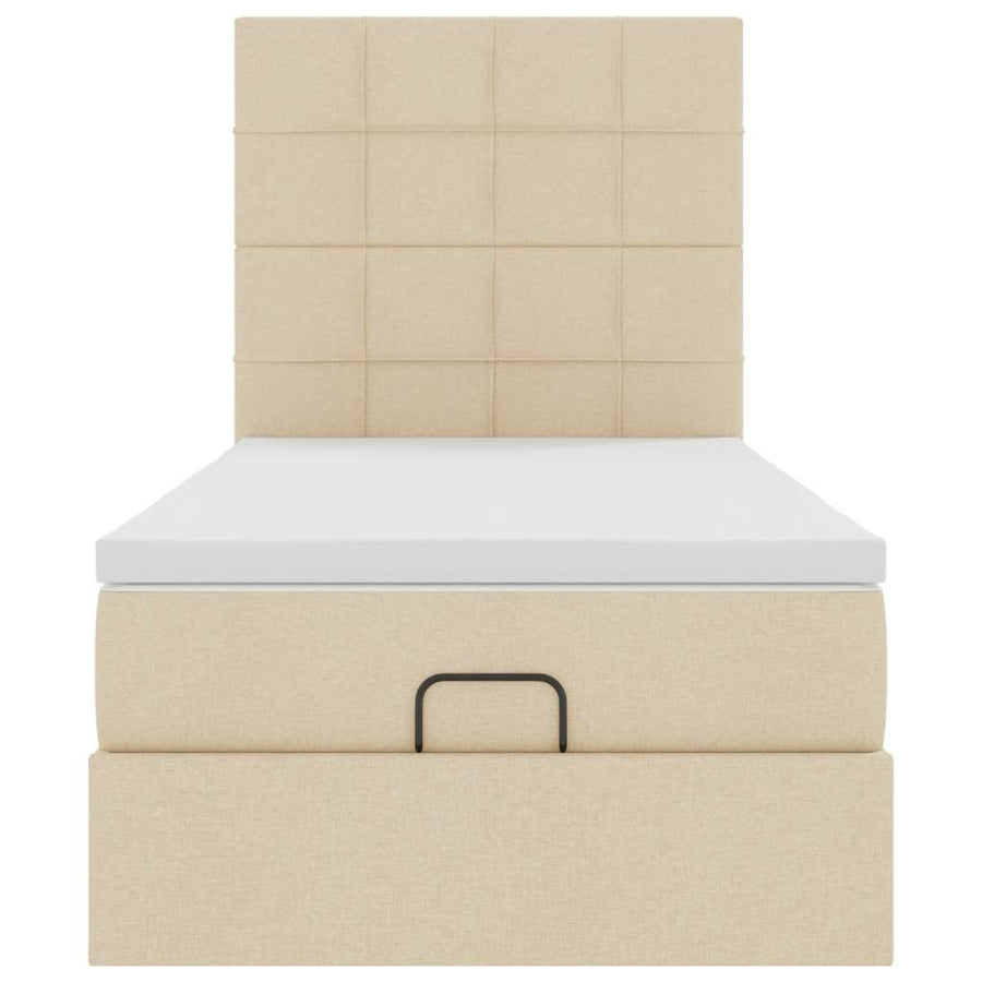 Ottoman bed met matras en LED's 100x200cm stof crèmekleurig