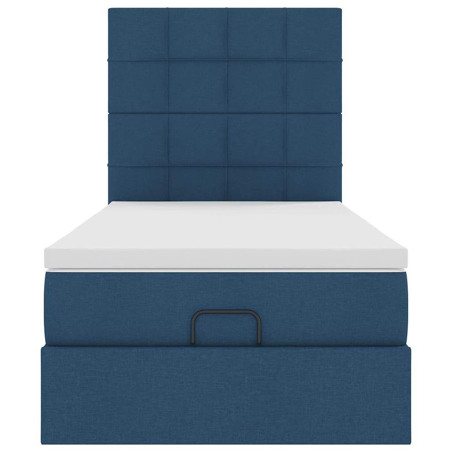Ottoman bed met matras en LED's 100x200cm stof blauw