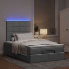 Ottoman Bed with Mattress and LEDs 120x190 cm Fabric Light Grey