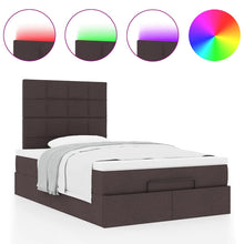 Ottoman bed met matras en LED's 120x190 cm stof donkerbruin