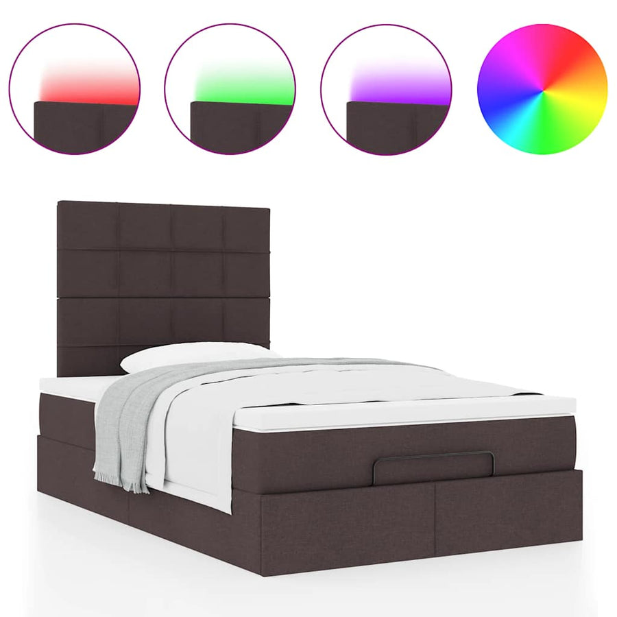 Ottoman bed met matras en LED's 120x190 cm stof donkerbruin