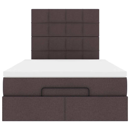 Ottoman bed met matras en LED's 120x190 cm stof donkerbruin
