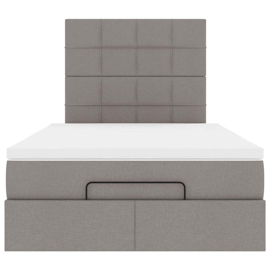 Ottoman bed met matras en LED's 120x190 cm stof taupe