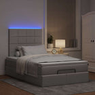 Ottoman Bed with Mattress and LEDs 120x190 cm Fabric Taupe