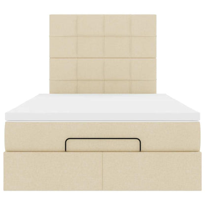 Ottoman bed met matras en LED's 120x190cm stof crèmekleurig