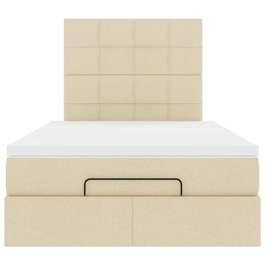 Ottoman bed met matras en LED's 120x190cm stof crèmekleurig