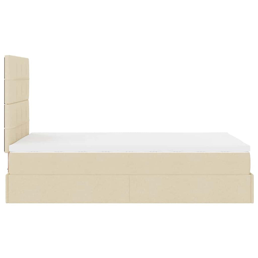 Ottoman bed met matras en LED's 120x190cm stof crèmekleurig
