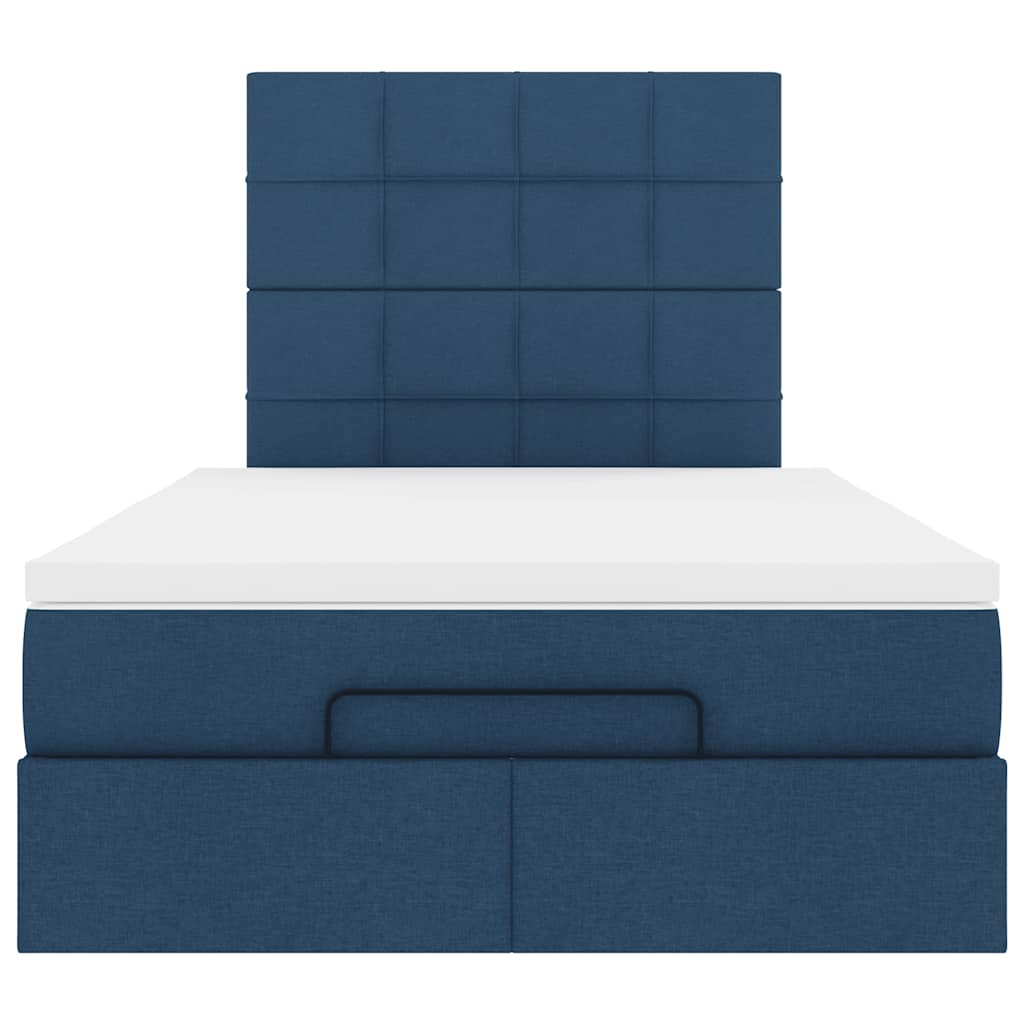 Ottoman bed met matras en LED's 120x190 cm stof blauw