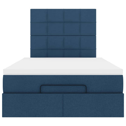 Ottoman bed met matras en LED's 120x190 cm stof blauw