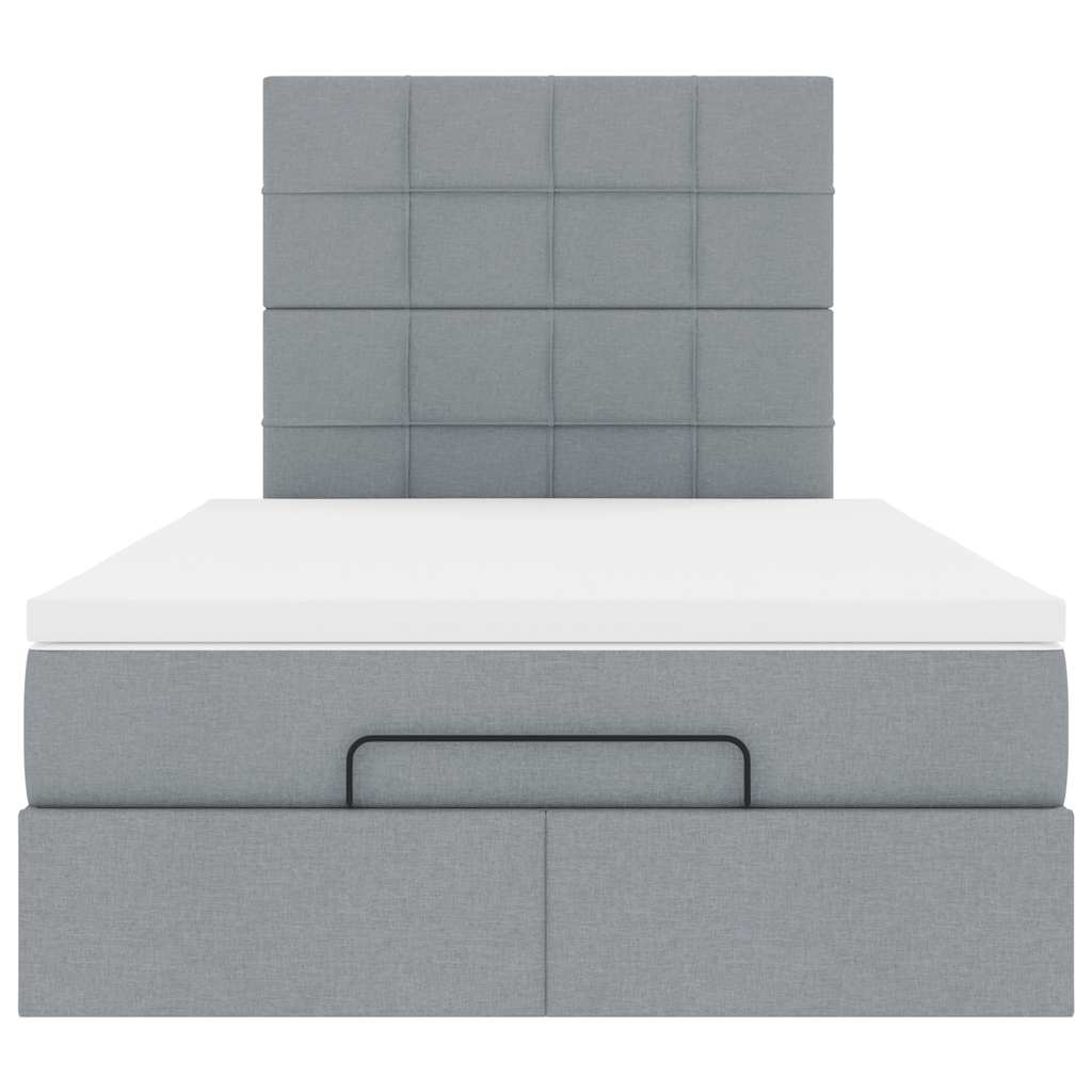 Ottoman bed met matras en LED's 120x200cm stof lichtgrijs