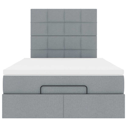 Ottoman bed met matras en LED's 120x200cm stof lichtgrijs