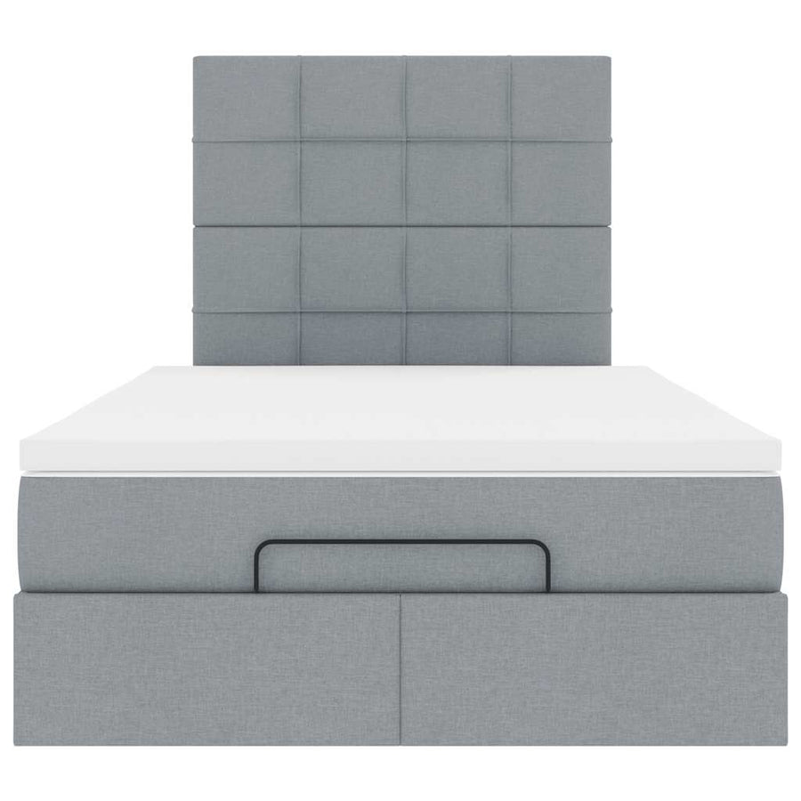 Ottoman bed met matras en LED's 120x200cm stof lichtgrijs